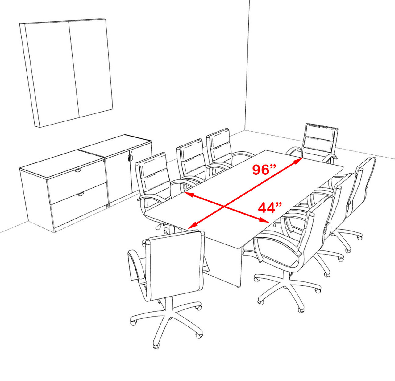 Modern Rectangular 8' Conference table, #OT-SUL-C23