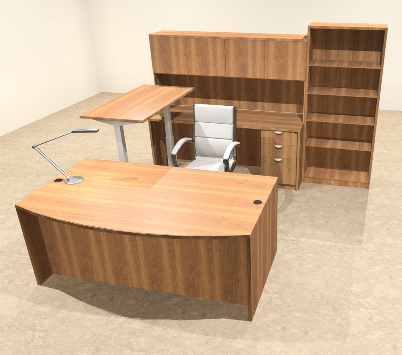 6PC U Shape Modern Executive Office Desk w/Height Adjustable Desk, OT-SUL-UH29