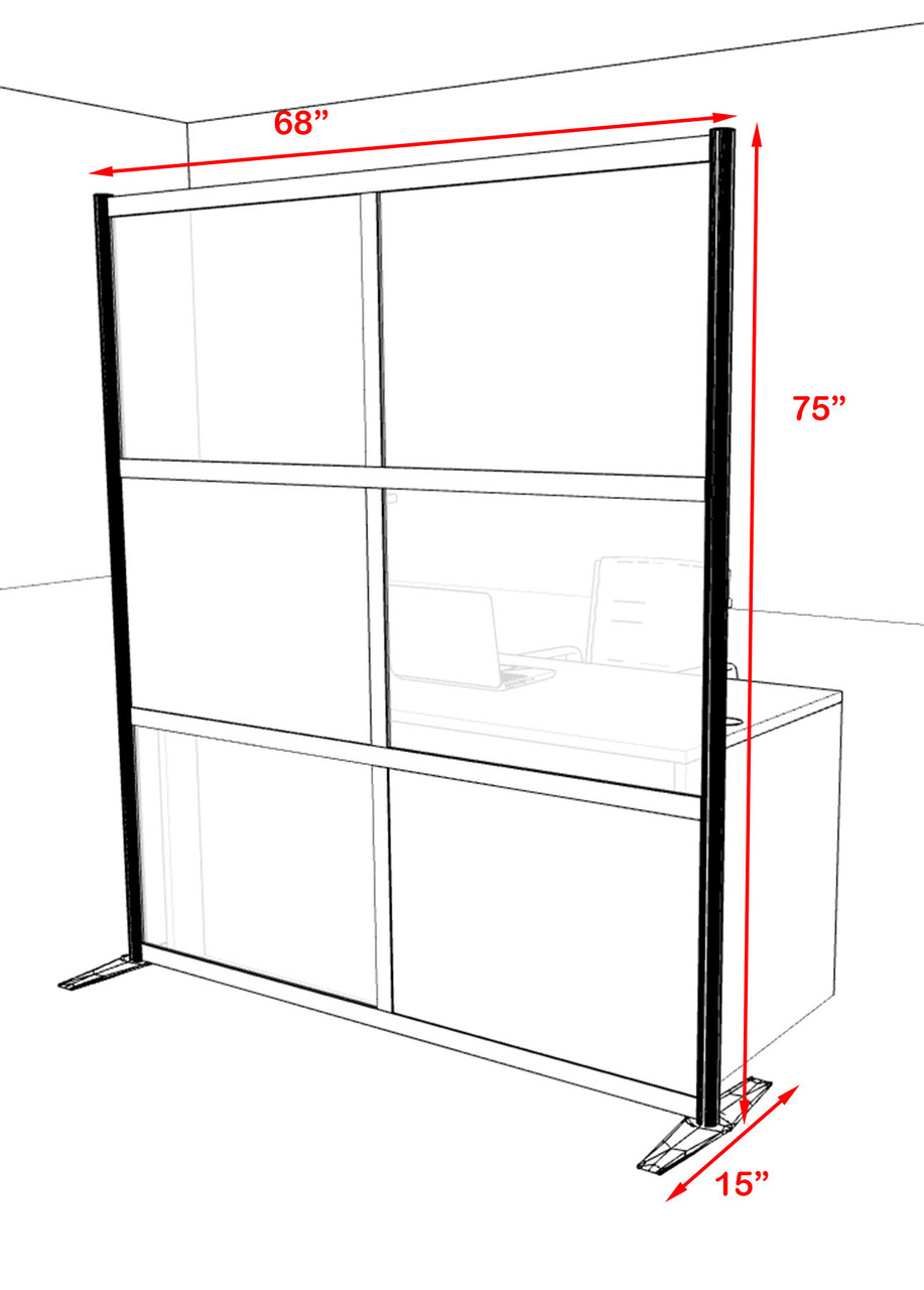 One Loft Modern Office Home Aluminum Frame Partition / Divider / Sneeze Guard, #UT-ALU-P15-C