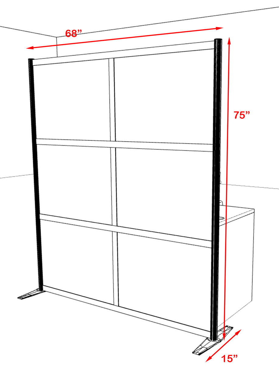 One Loft Modern Office Home Aluminum Frame Partition / Divider / Sneeze Guard, #UT-ALU-P18-B