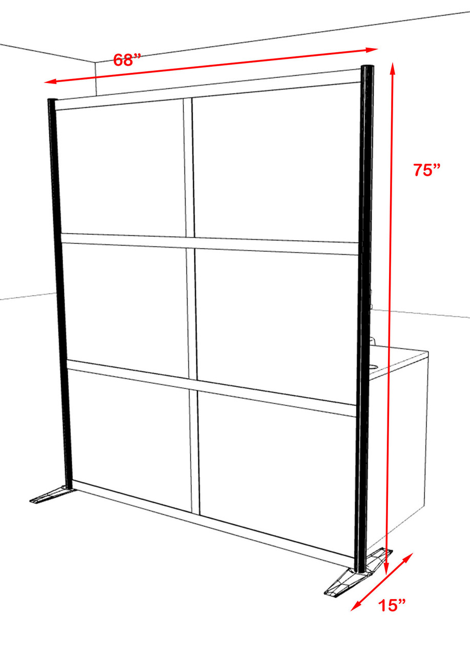One Loft Modern Office Home Aluminum Frame Partition / Divider / Sneeze Guard, #UT-ALU-P21