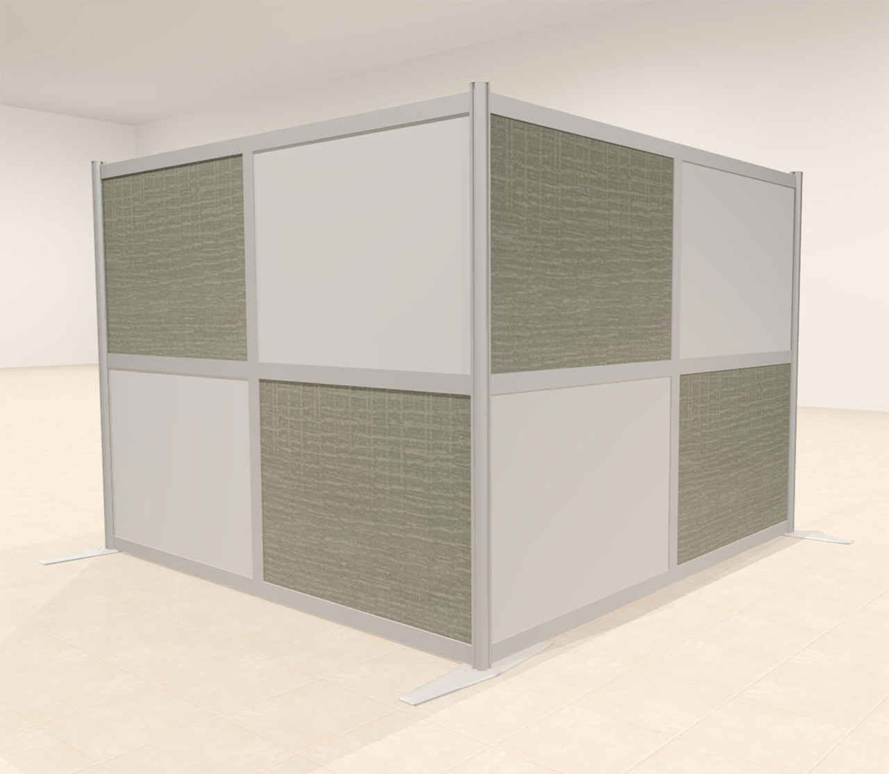 One L Shaped Loft Modern Office Home Aluminum Frame Partition / Divider / Sneeze Guard, #UT-ALU-P29-C