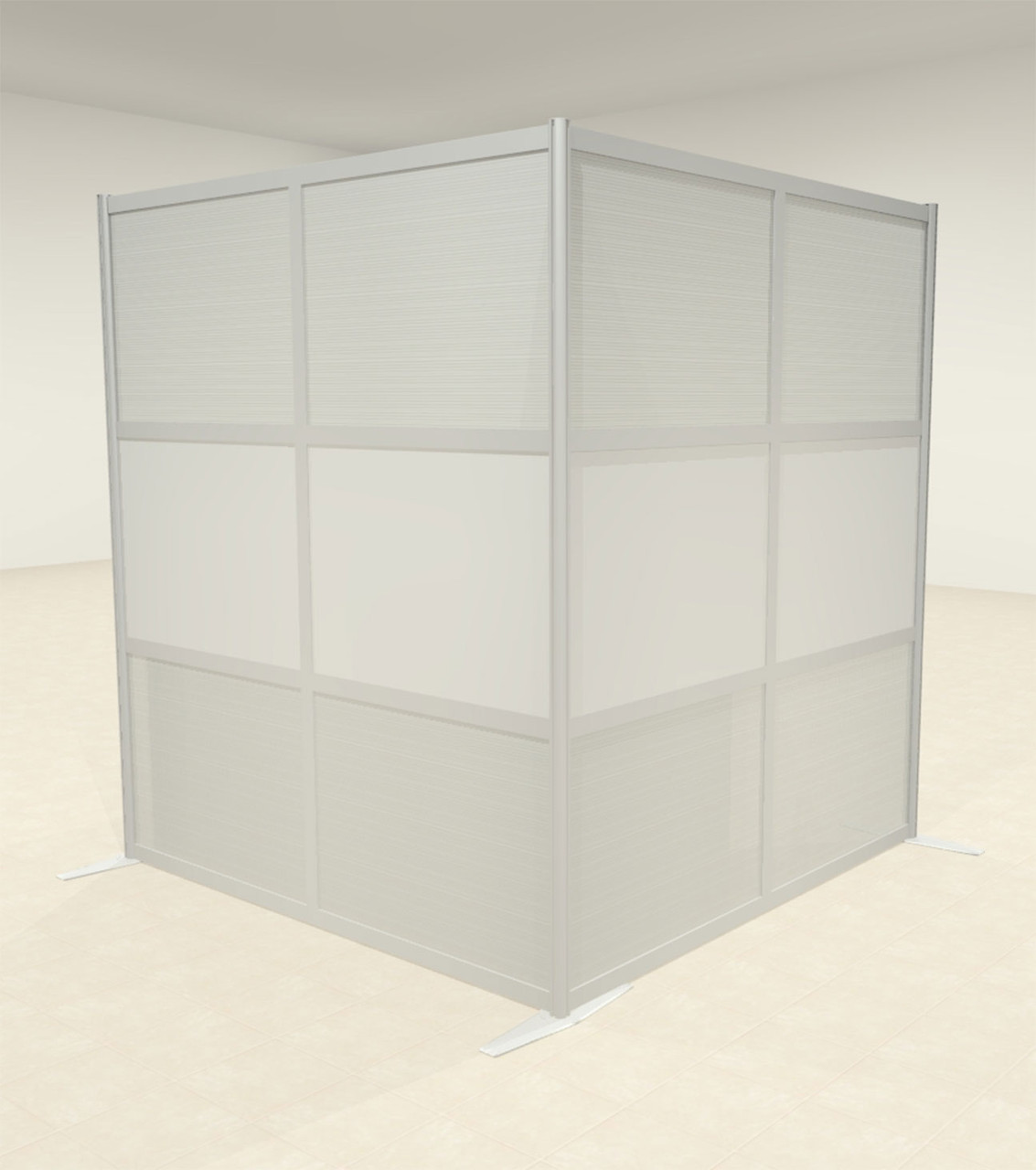 One L Shaped Loft Modern Office Home Aluminum Frame Partition / Divider / Sneeze Guard, #UT-ALU-P37-B