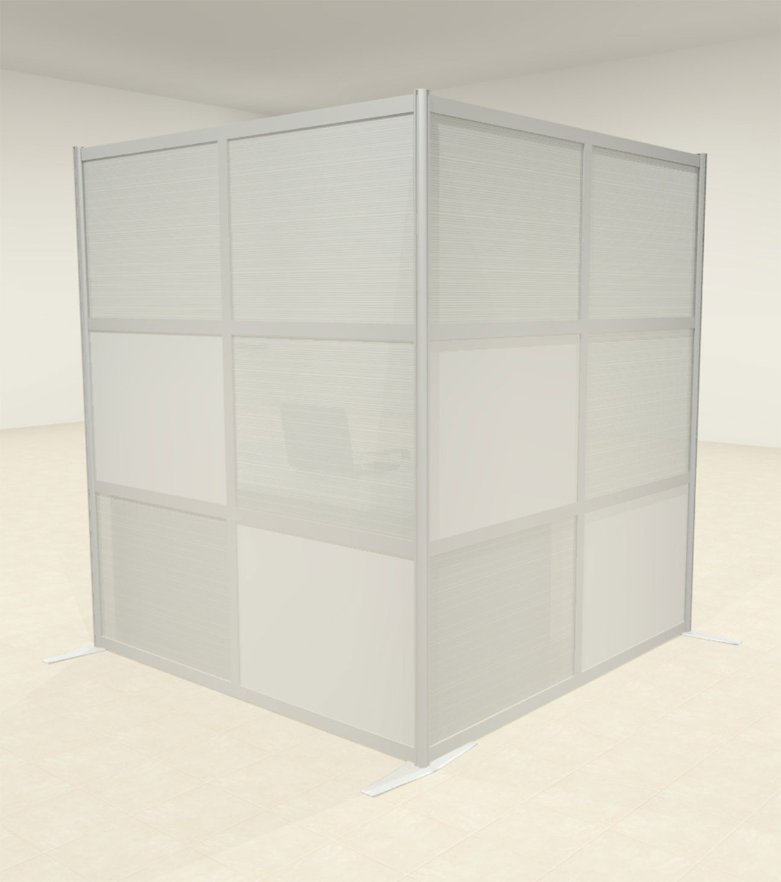 One L Shaped Loft Modern Office Home Aluminum Frame Partition / Divider / Sneeze Guard, #UT-ALU-P37-C
