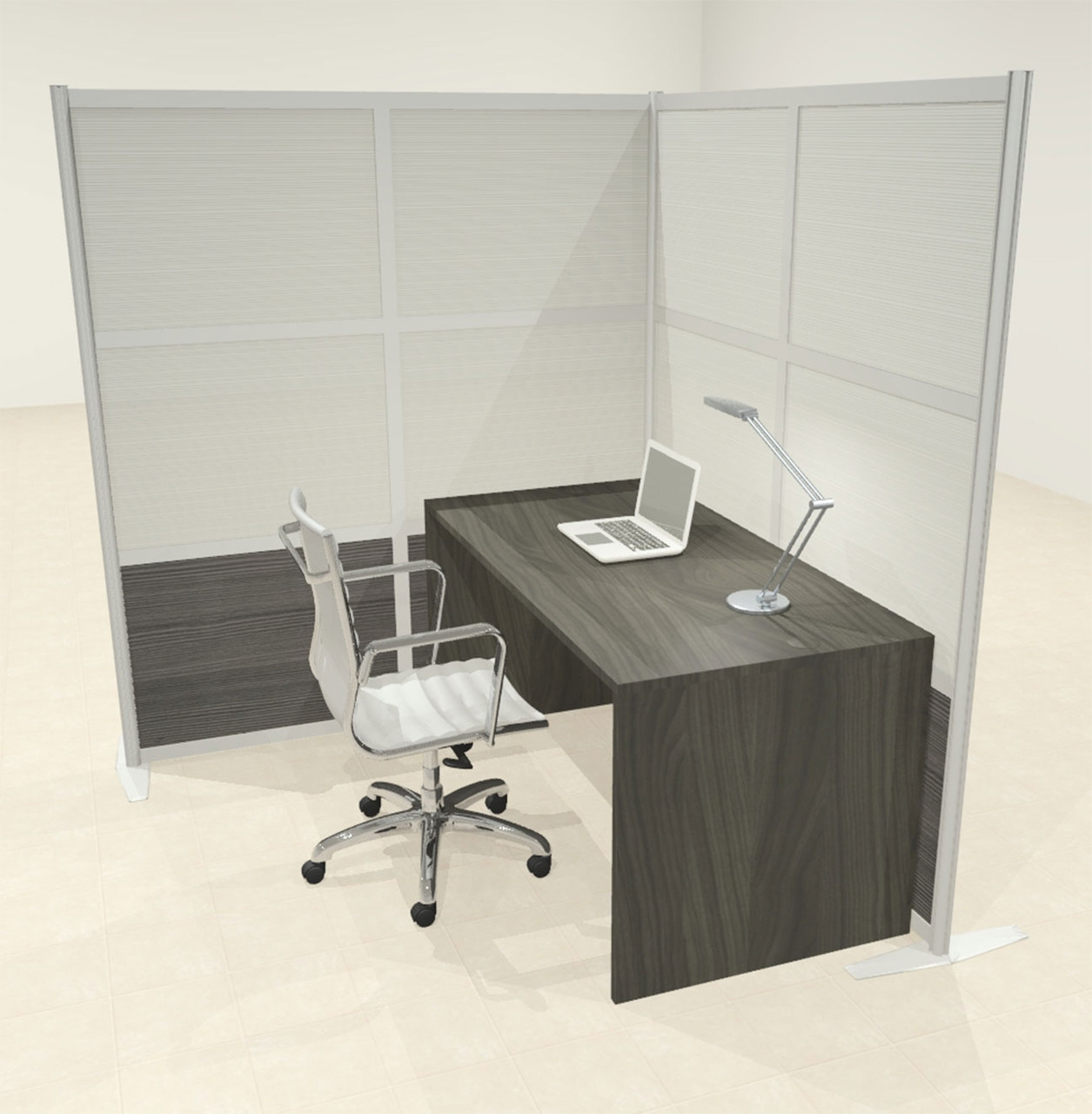 One L Shaped Loft Modern Office Home Aluminum Frame Partition / Divider / Sneeze Guard, #UT-ALU-P40-A