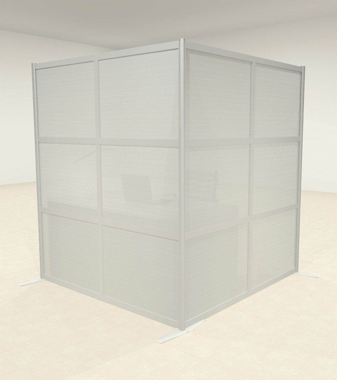 One L Shaped Loft Modern Office Home Aluminum Frame Partition / Divider / Sneeze Guard, #UT-ALU-P44