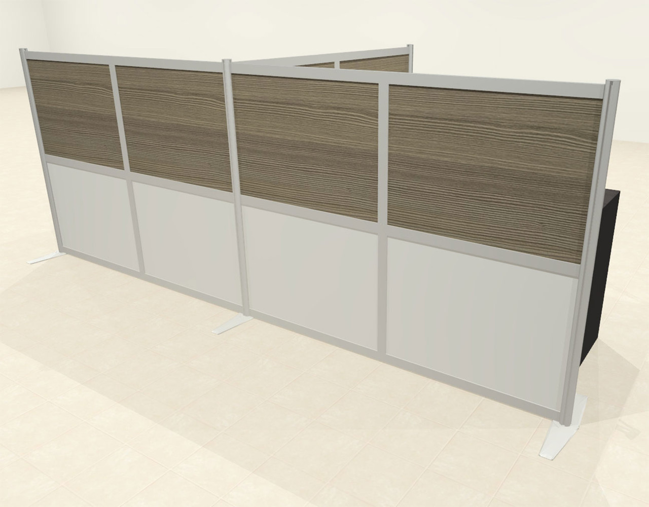 One T Shaped Loft Modern Office Home Aluminum Frame Partition / Divider / Sneeze Guard, #UT-ALU-P54-B