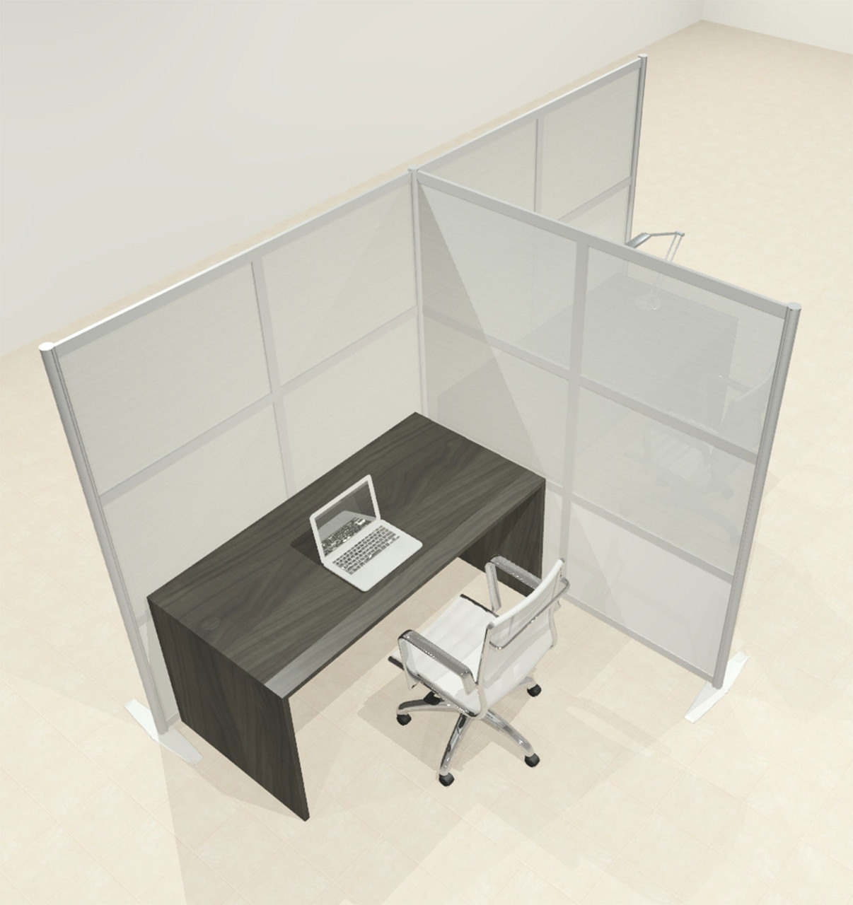One T Shaped Loft Modern Office Home Aluminum Frame Partition / Divider / Sneeze Guard, #UT-ALU-P61-A