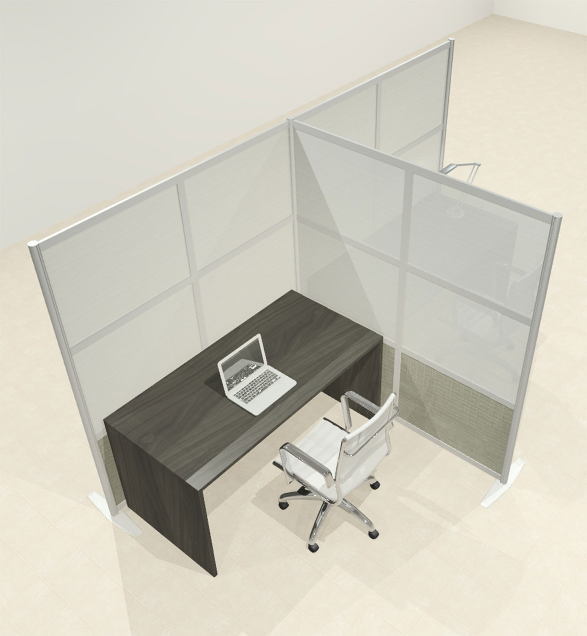 One T Shaped Loft Modern Office Home Aluminum Frame Partition / Divider / Sneeze Guard, #UT-ALU-P62-A