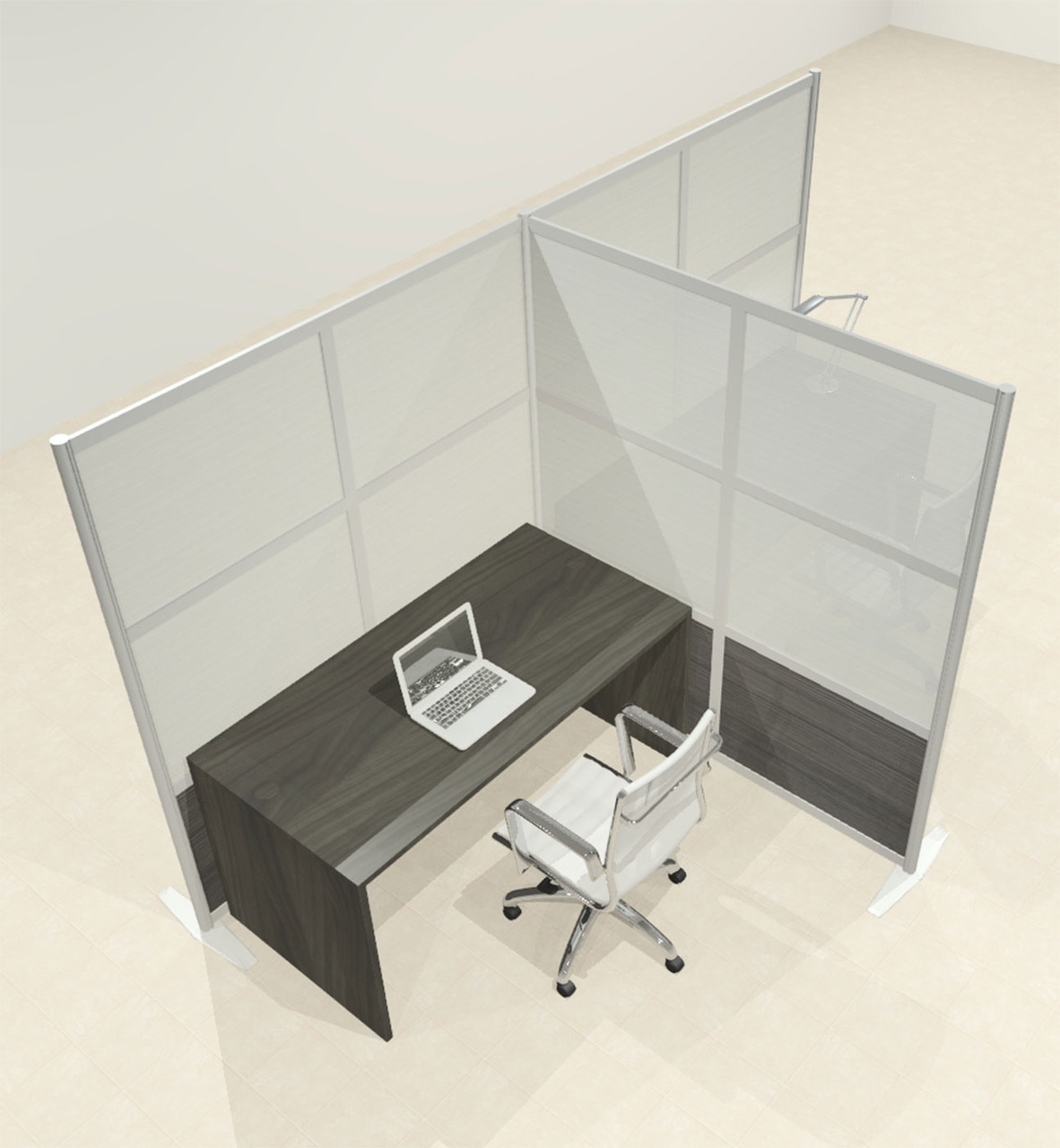 One T Shaped Loft Modern Office Home Aluminum Frame Partition / Divider / Sneeze Guard, #UT-ALU-P64-C