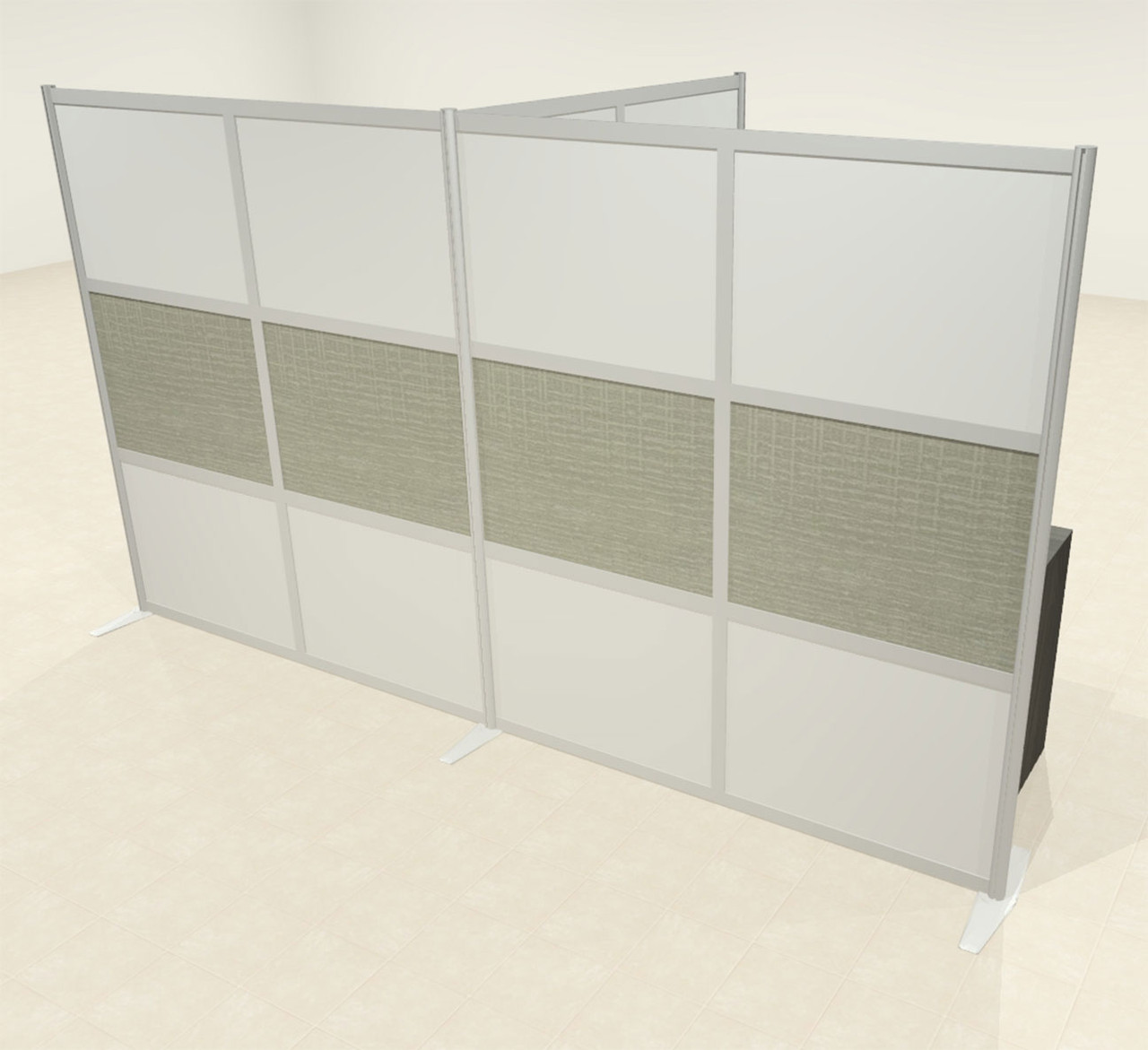 One T Shaped Loft Modern Office Home Aluminum Frame Partition / Divider / Sneeze Guard, #UT-ALU-P65-B