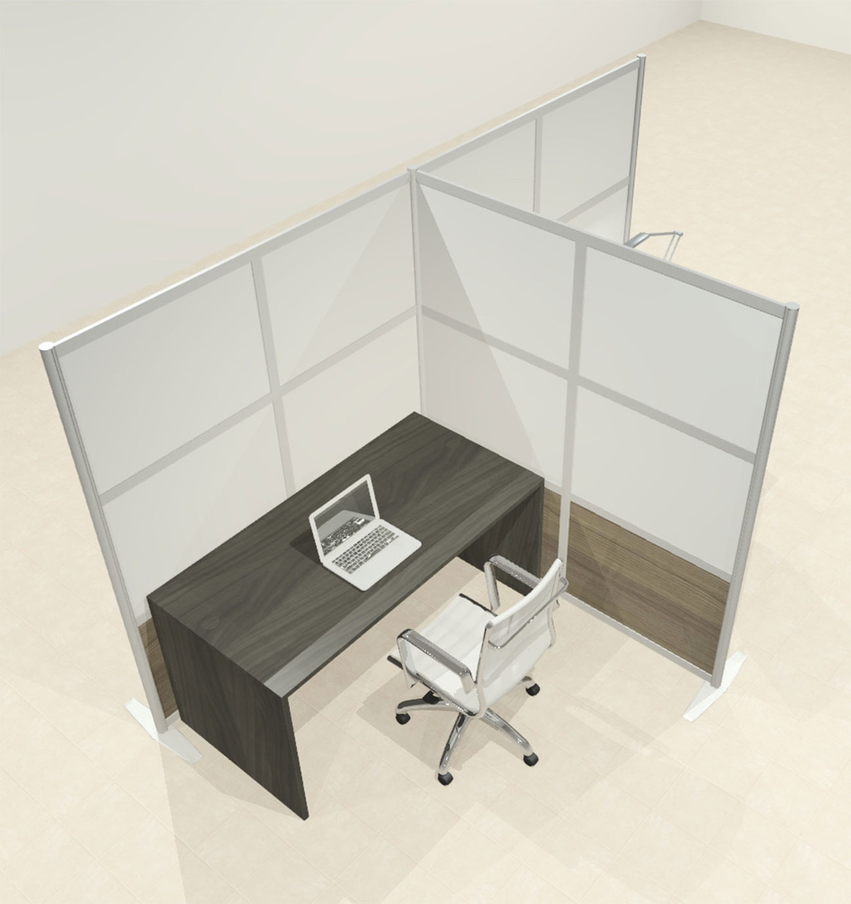 One T Shaped Loft Modern Office Home Aluminum Frame Partition / Divider / Sneeze Guard, #UT-ALU-P66-B