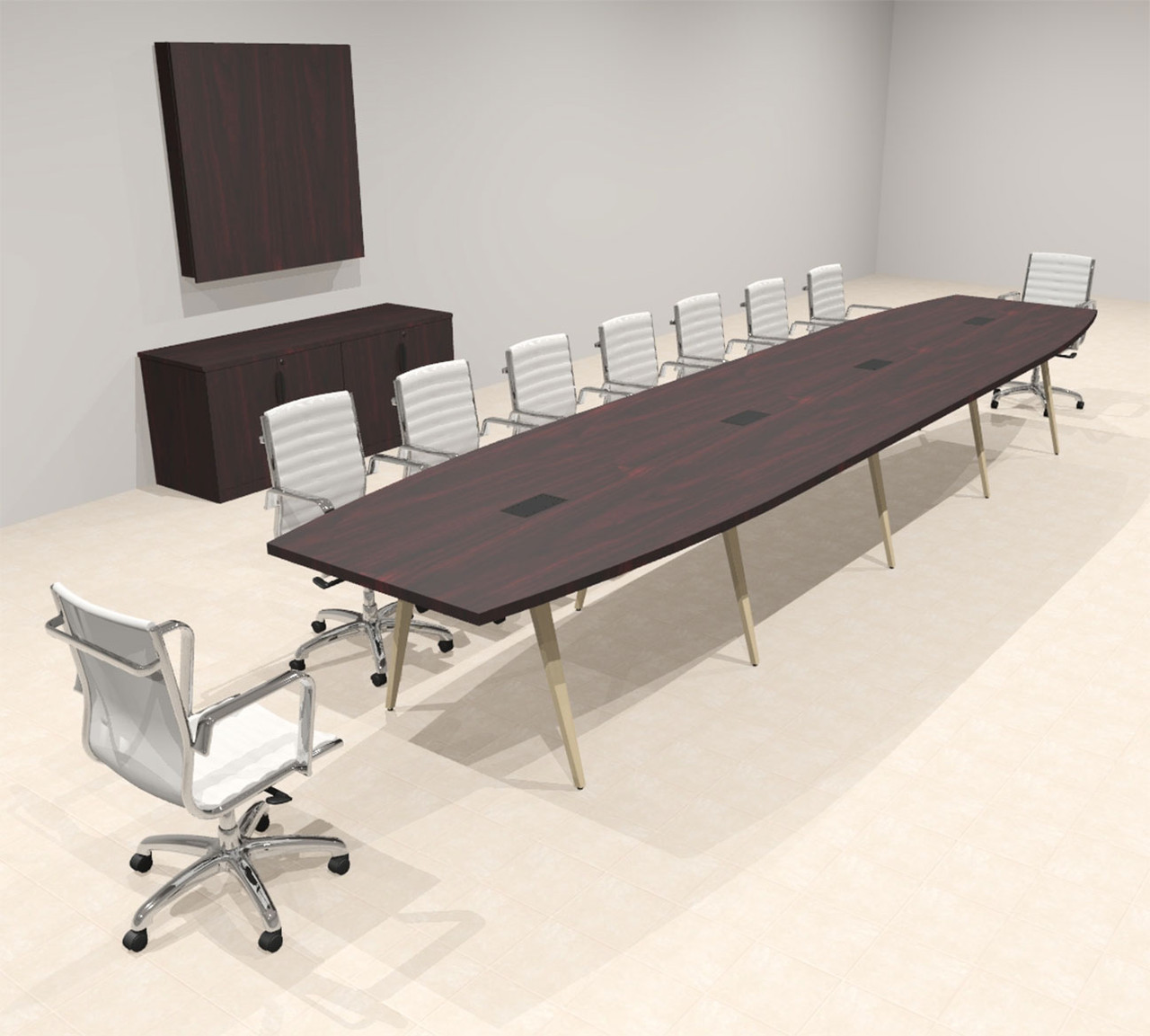 Modern Boat shaped 18' Feet Conference Table, #OF-CON-CW40