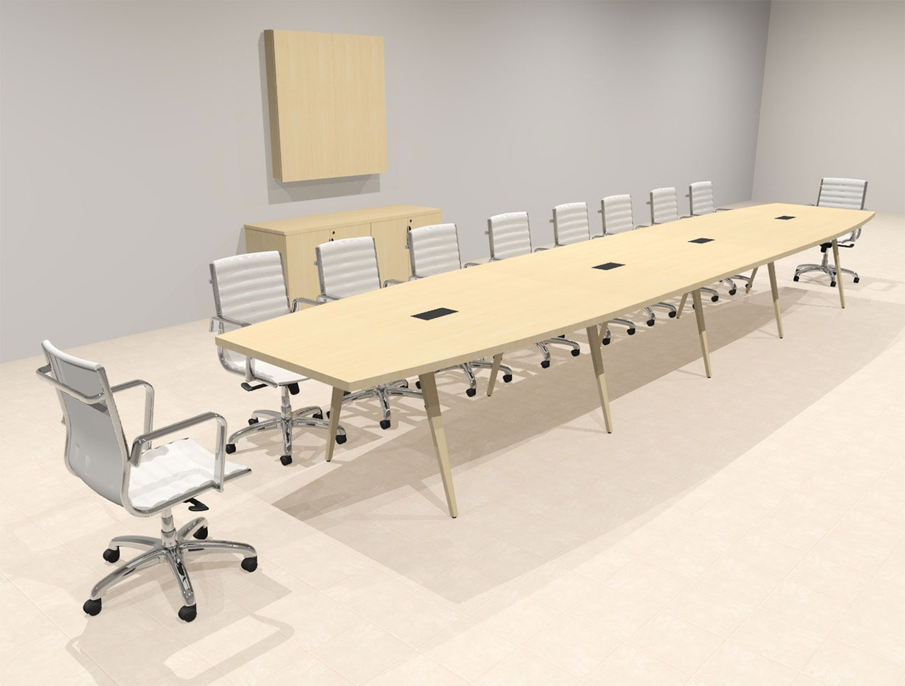 Modern Boat shaped 20' Feet Conference Table, #OF-CON-CW44