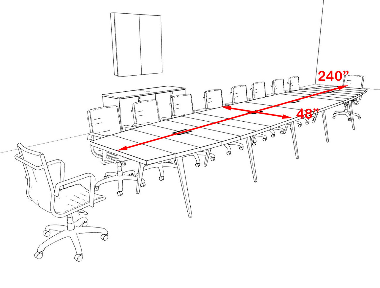 Modern Boat shaped 20' Feet Conference Table, #OF-CON-CW44