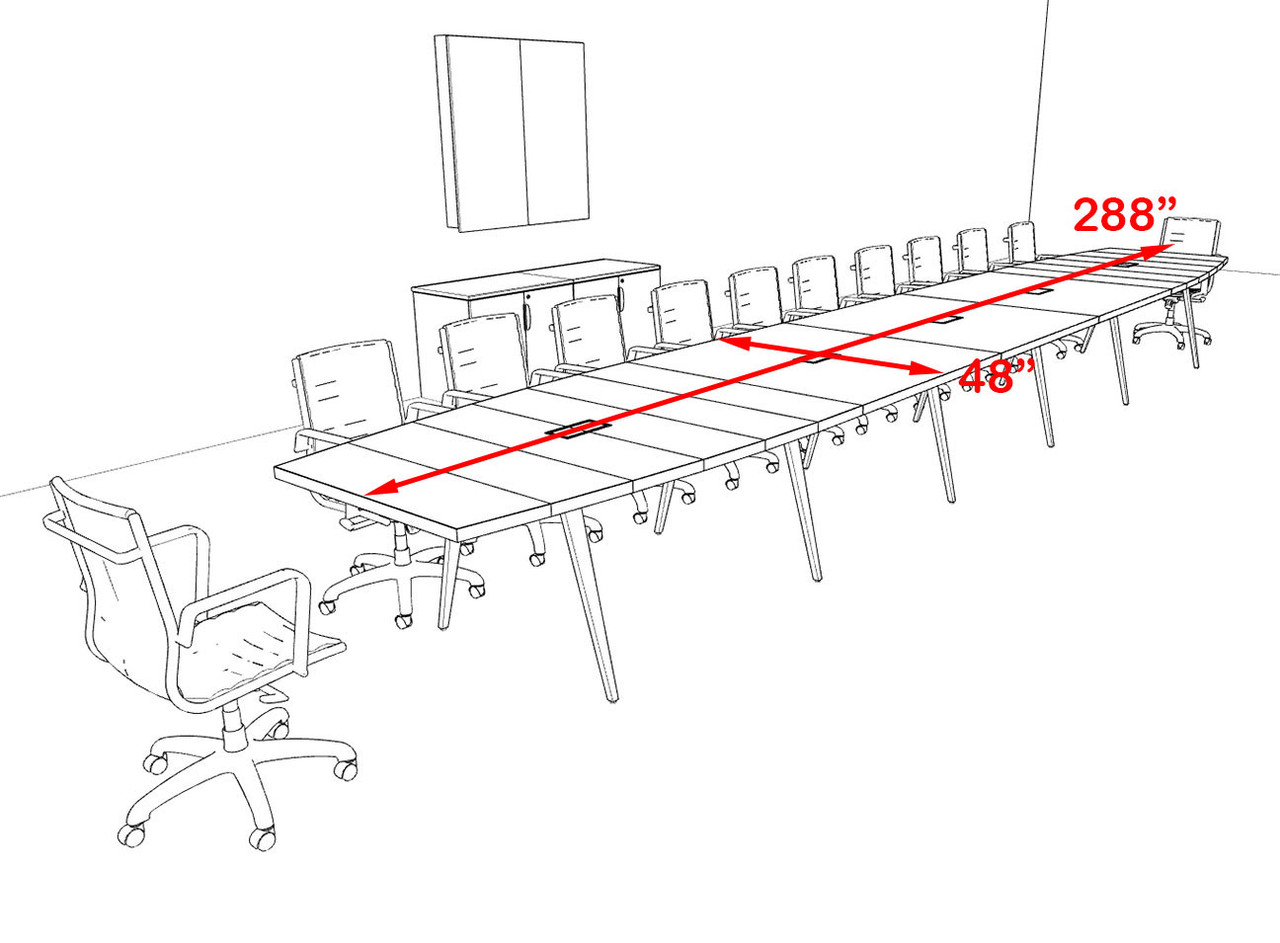 Modern Boat shaped 24' Feet Conference Table, #OF-CON-CW61