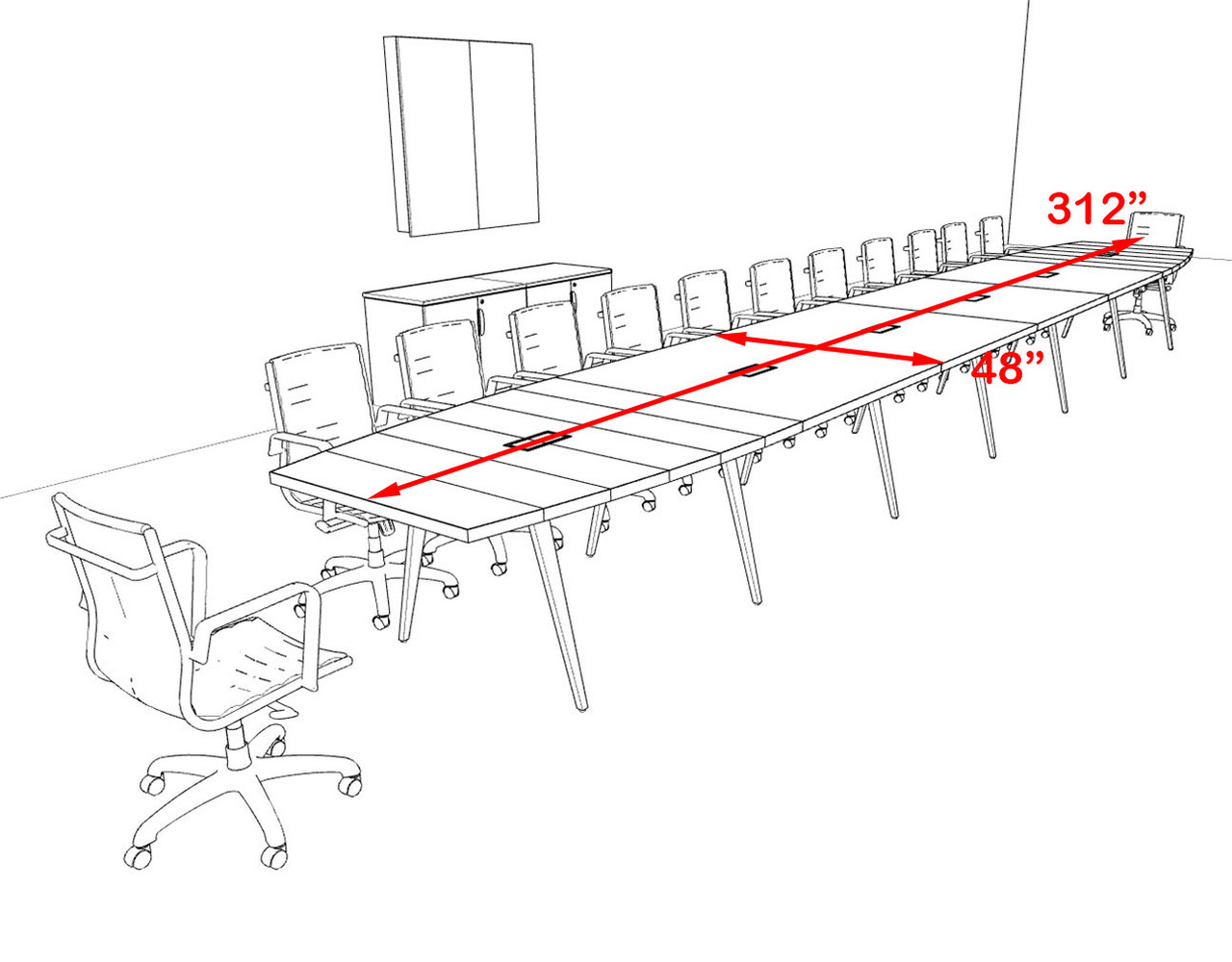 Modern Boat shaped 26' Feet Conference Table, #OF-CON-CW68