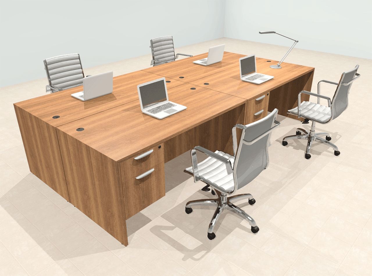Four Person Modern Office Workstation Desk Set, #OT-SUL-FPN17