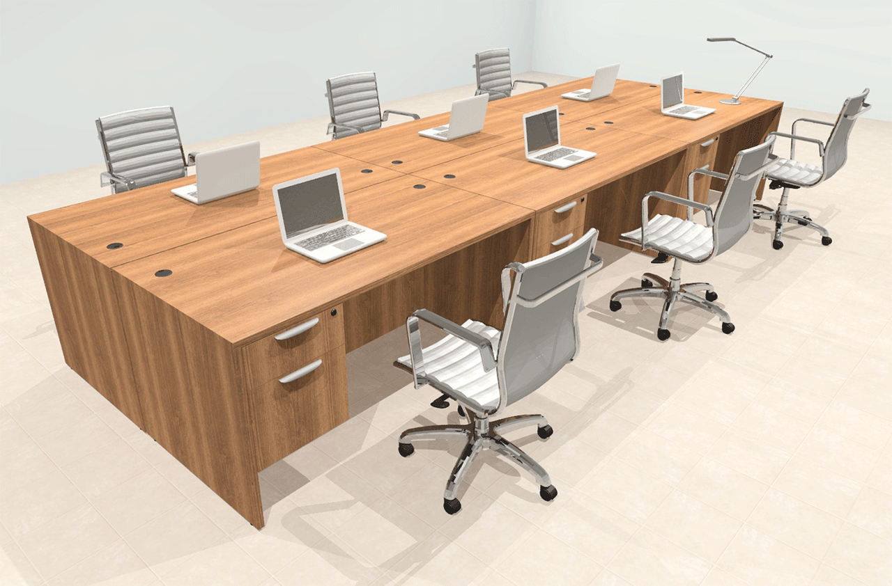 Six Person Modern Office Workstation Desk Set, #OT-SUL-FPN21