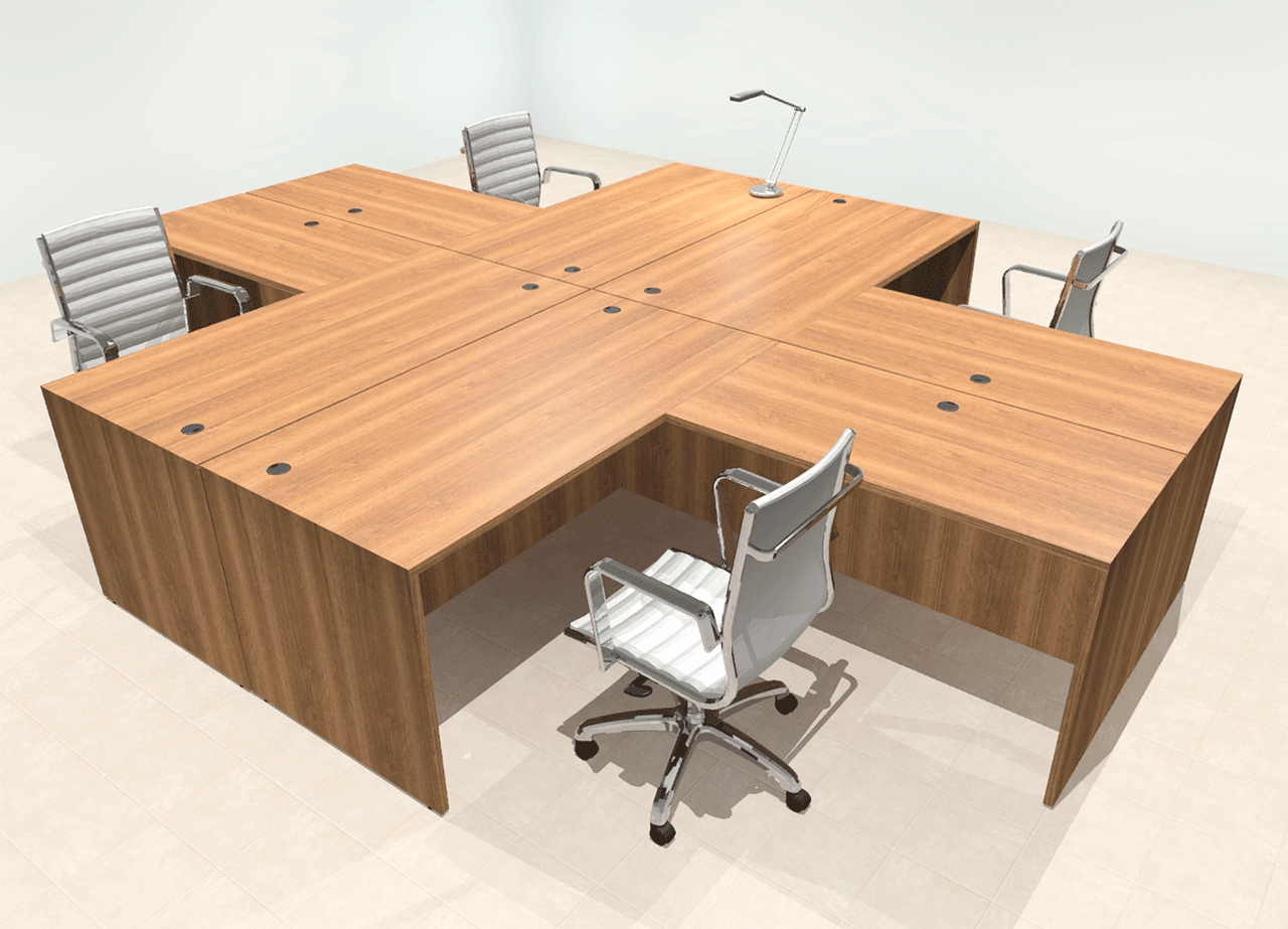 Four Person Modern Office Workstation Desk Set, #OT-SUL-FPN29