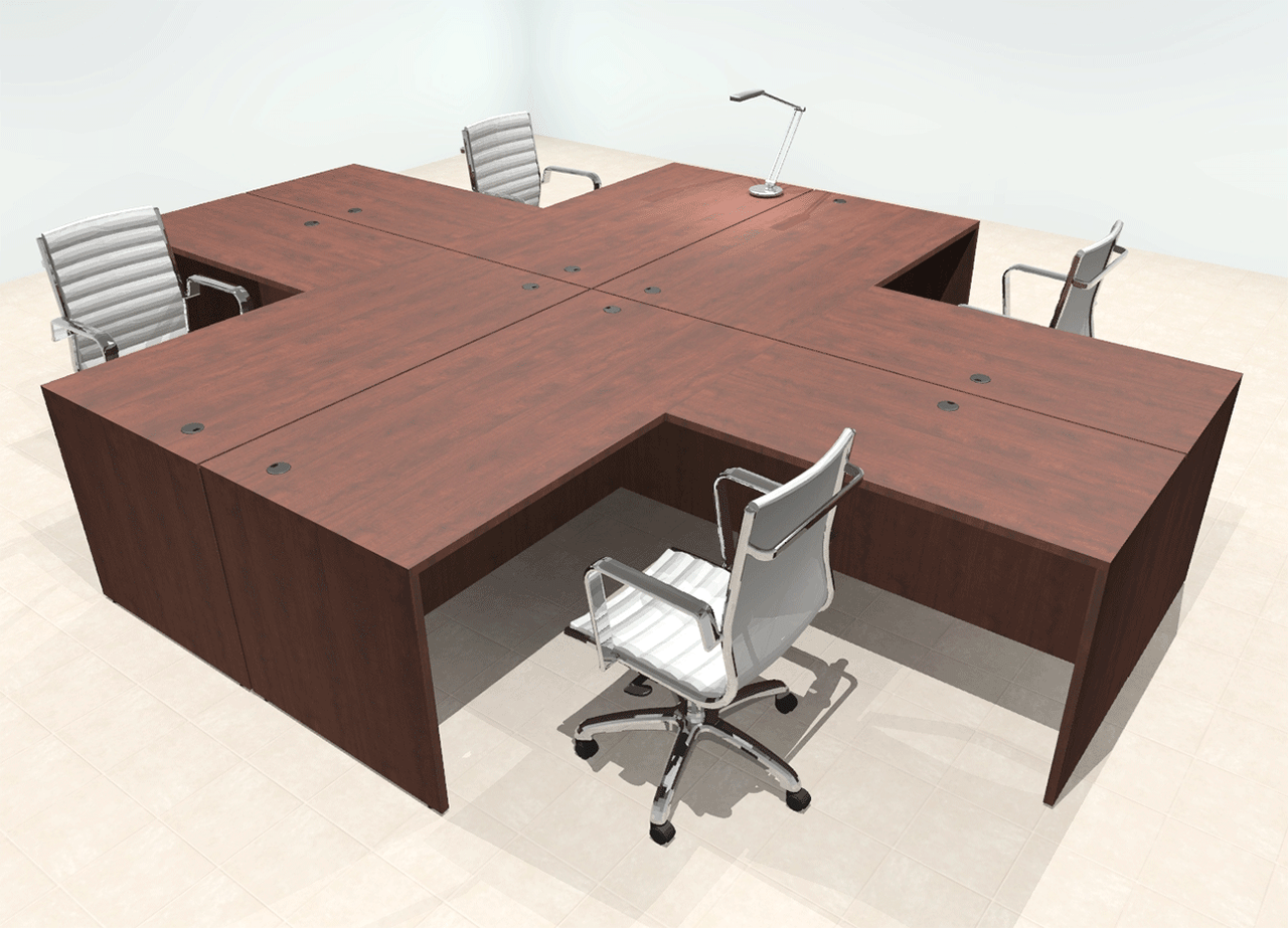 Four Person Modern Office Workstation Desk Set, #OT-SUL-FPN30
