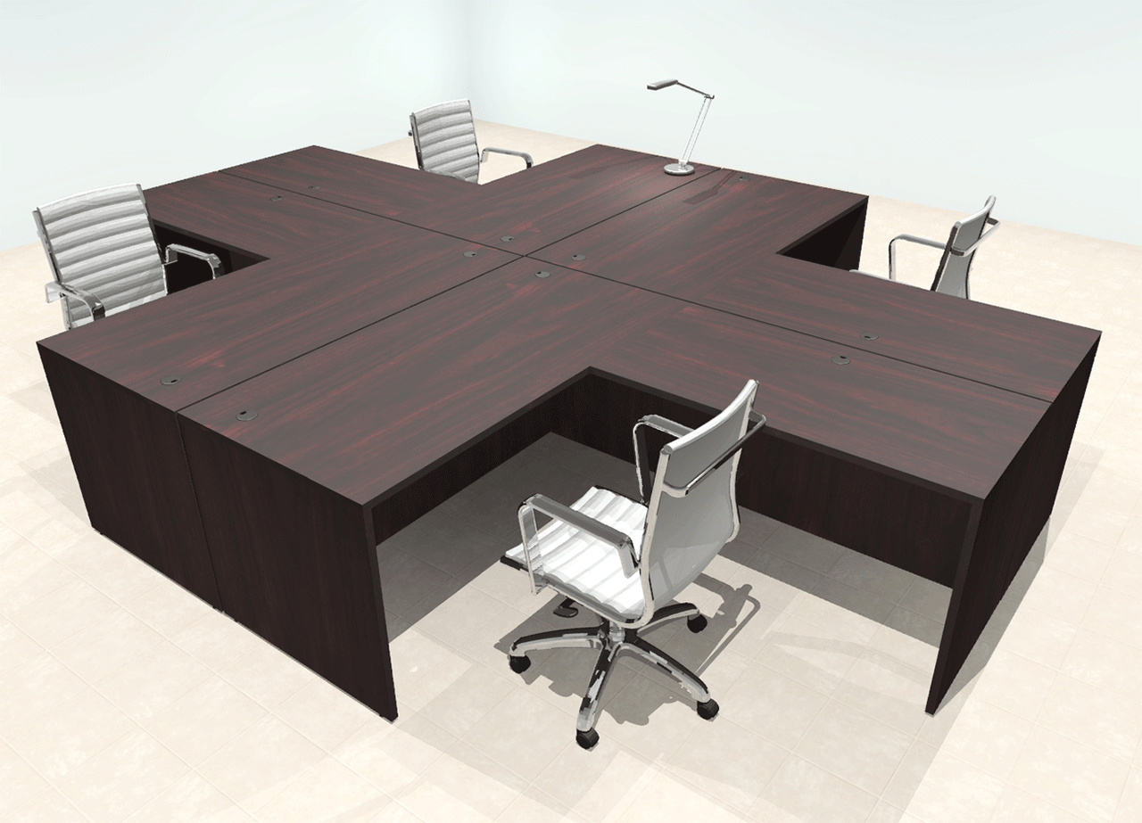 Four Person Modern Office Workstation Desk Set, #OT-SUL-FPN31