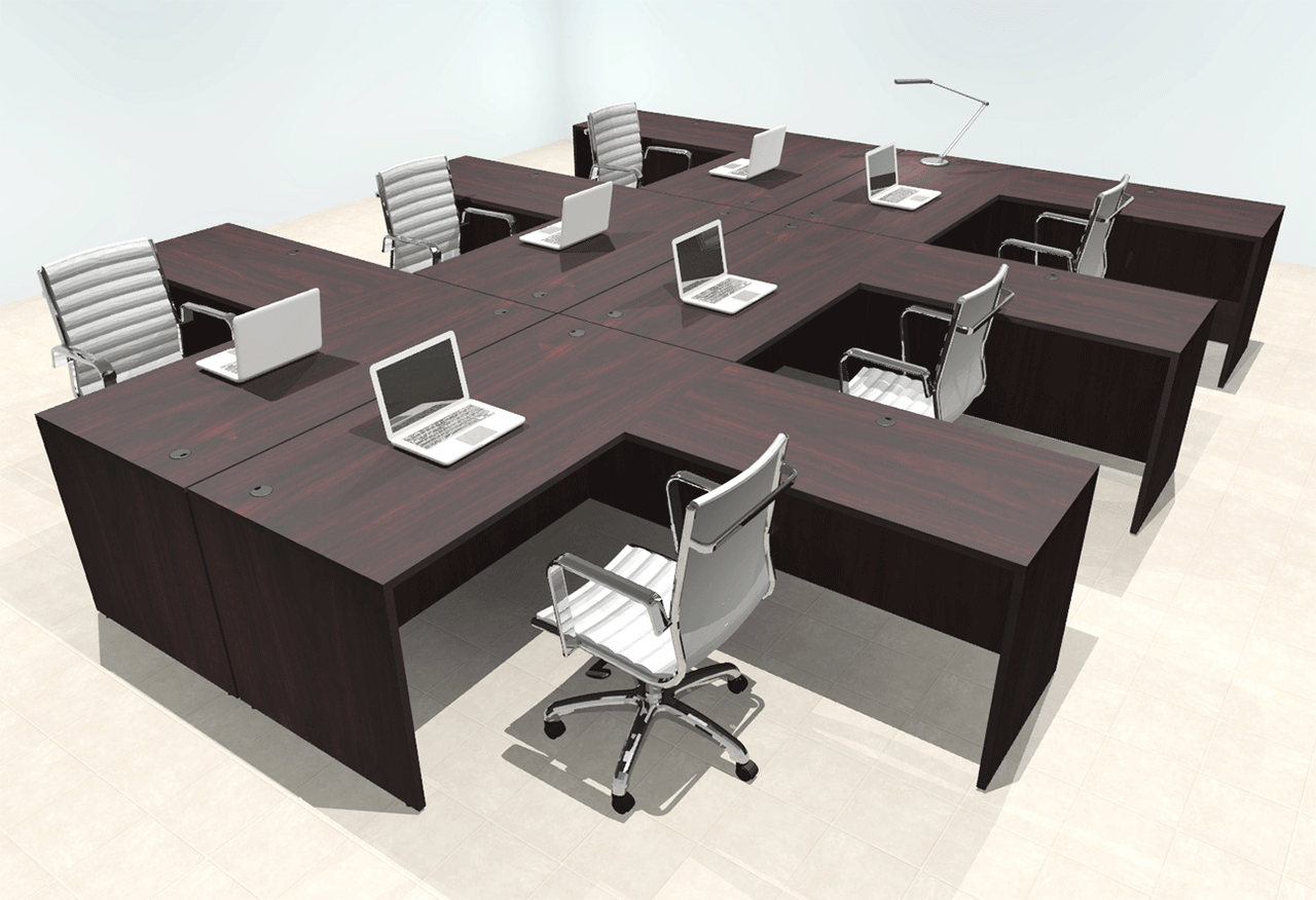 Six Person Modern Office Workstation Desk Set, #OT-SUL-FPN35