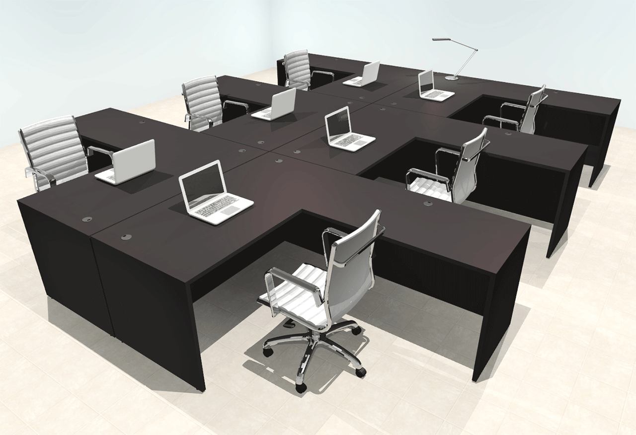 Six Person Modern Office Workstation Desk Set, #OT-SUL-FPN36