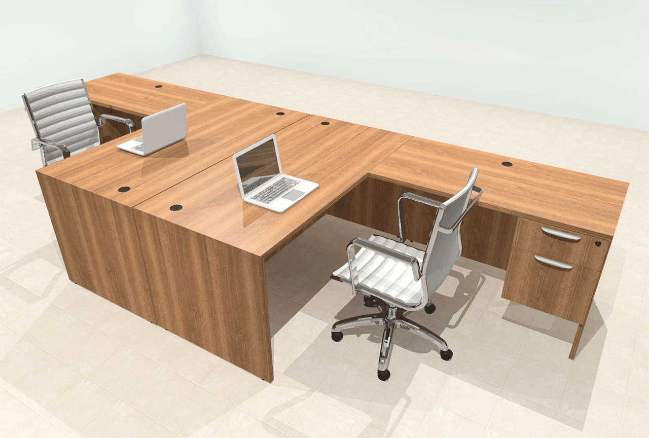 Two Person Modern Office Workstation Desk Set, #OT-SUL-FPN37