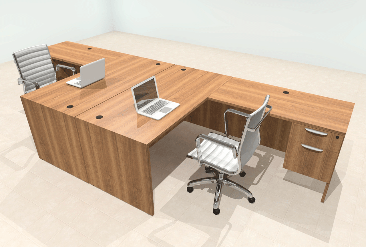 Two Person Modern Office Workstation Desk Set, #OT-SUL-FPN37