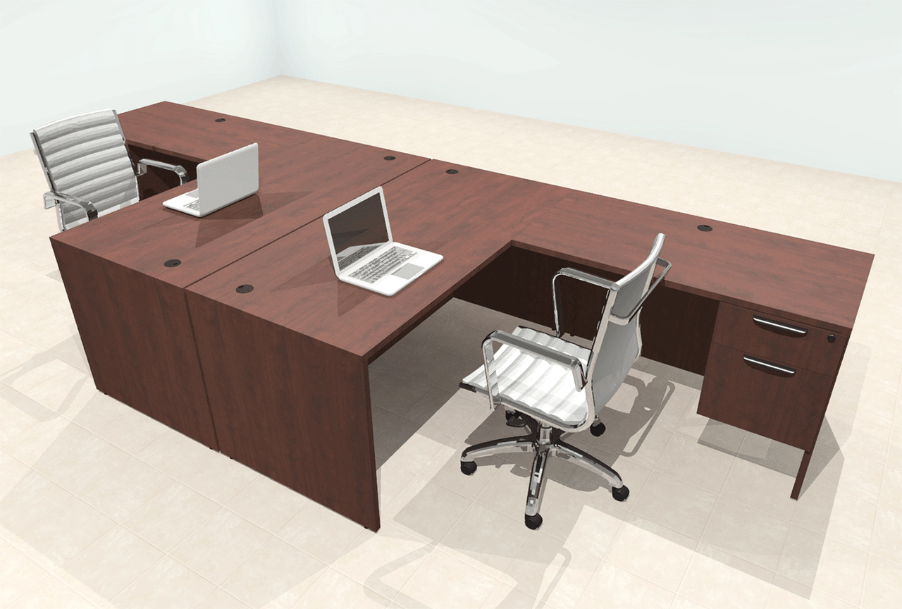 Two Person Modern Office Workstation Desk Set, #OT-SUL-FPN38