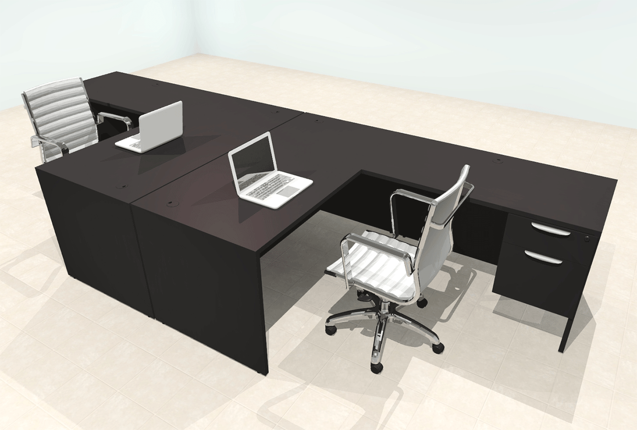 Two Person Modern Office Workstation Desk Set, #OT-SUL-FPN40