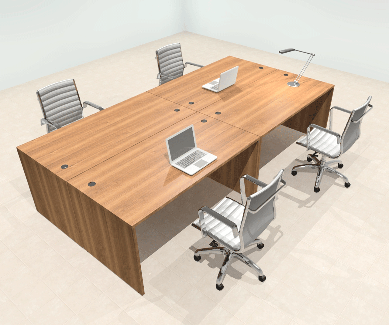 Four Person Modern Office Workstation Desk Set, #OT-SUL-FPN5