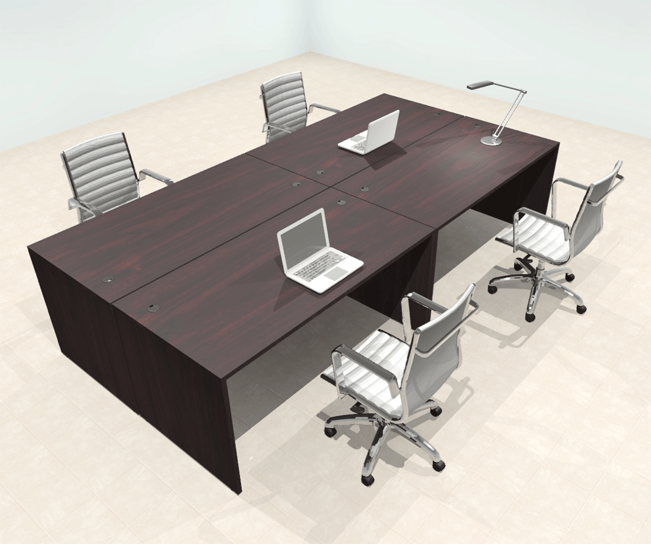 Four Person Modern Office Workstation Desk Set, #OT-SUL-FPN7