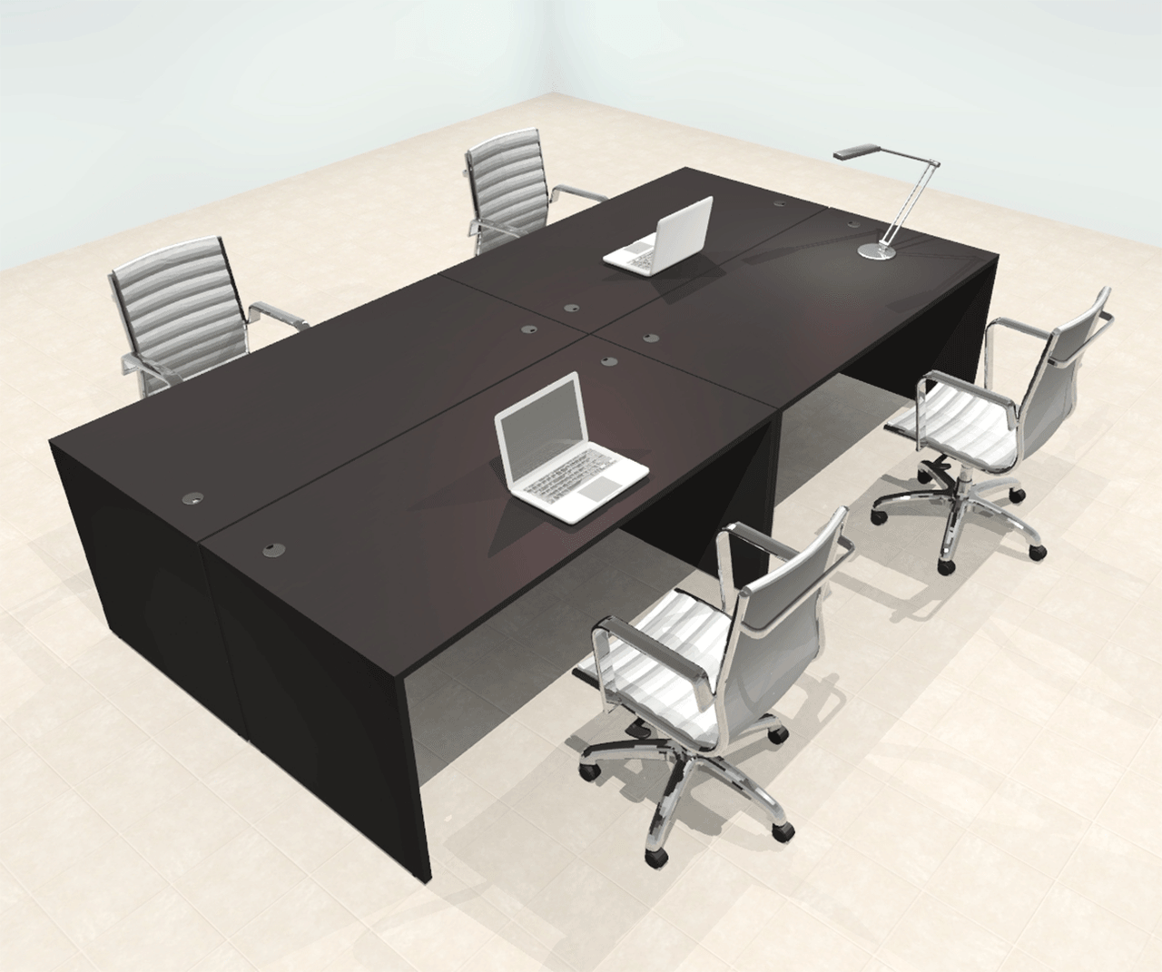 Four Person Modern Office Workstation Desk Set, #OT-SUL-FPN8