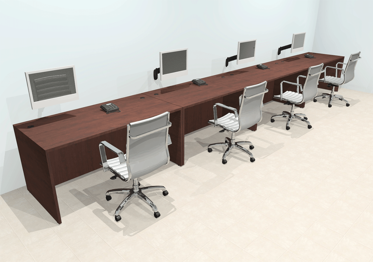 Four Person Modern Office Workstation Desk Set, #OT-SUL-SPN10