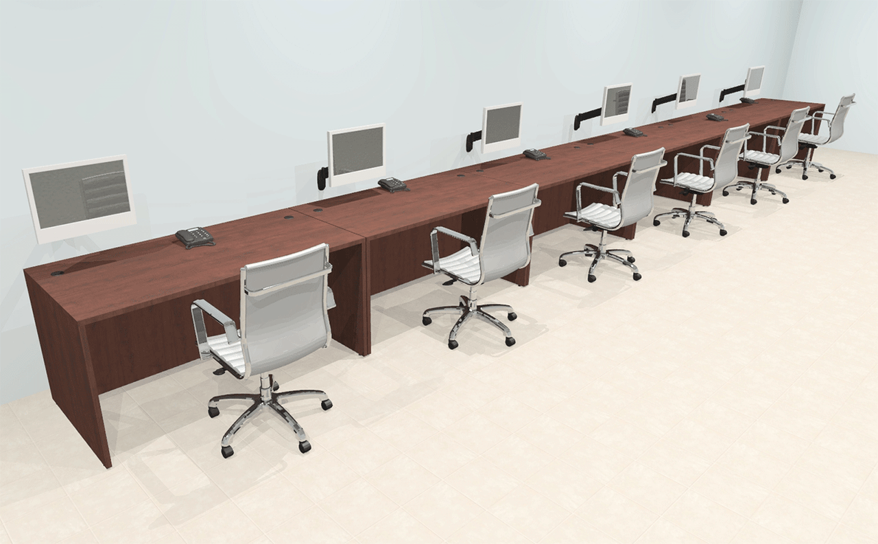 Six Person Modern Office Workstation Desk Set, #OT-SUL-SPN18