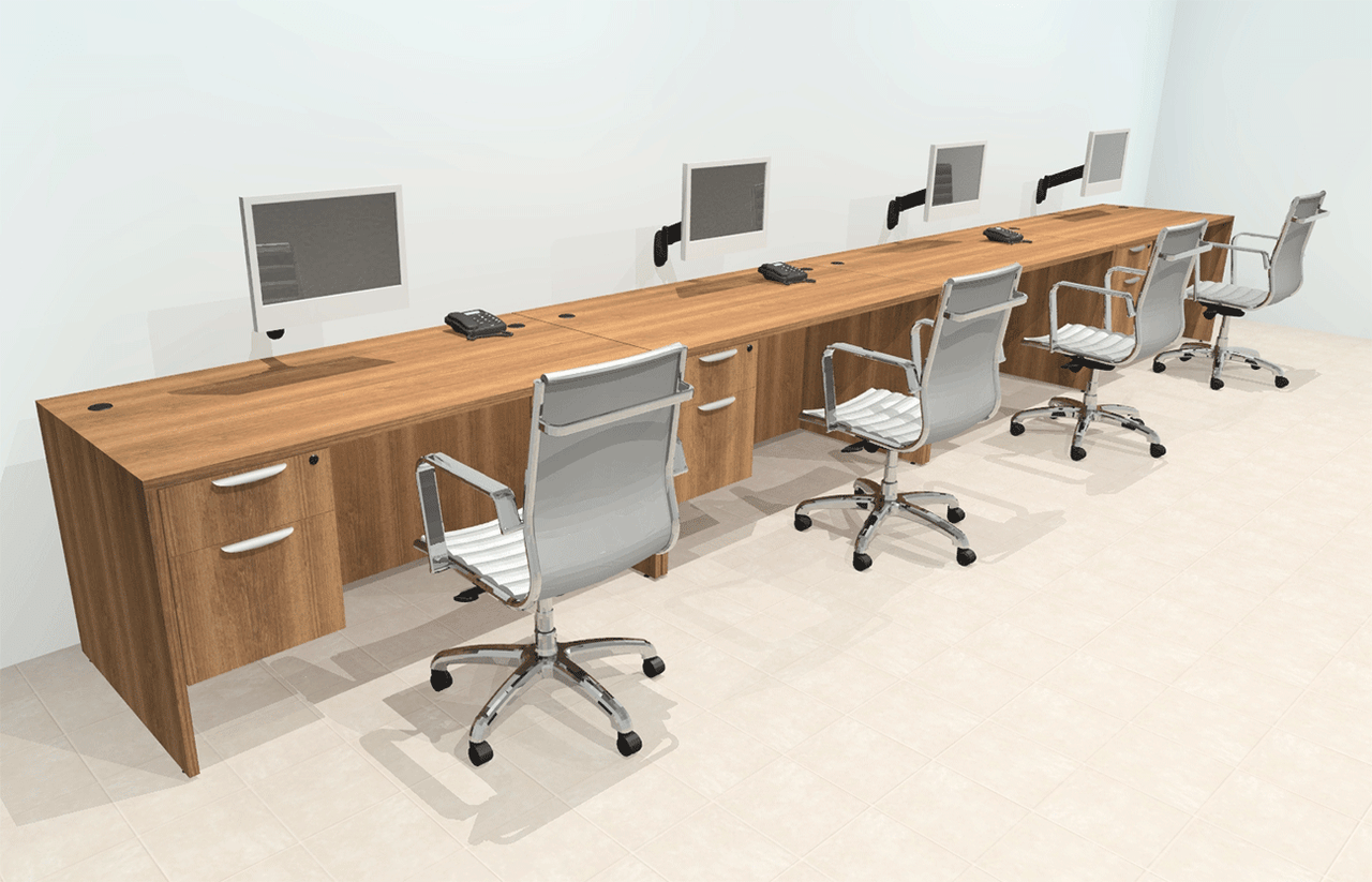 Four Person Modern Office Workstation Desk Set, #OT-SUL-SPN29