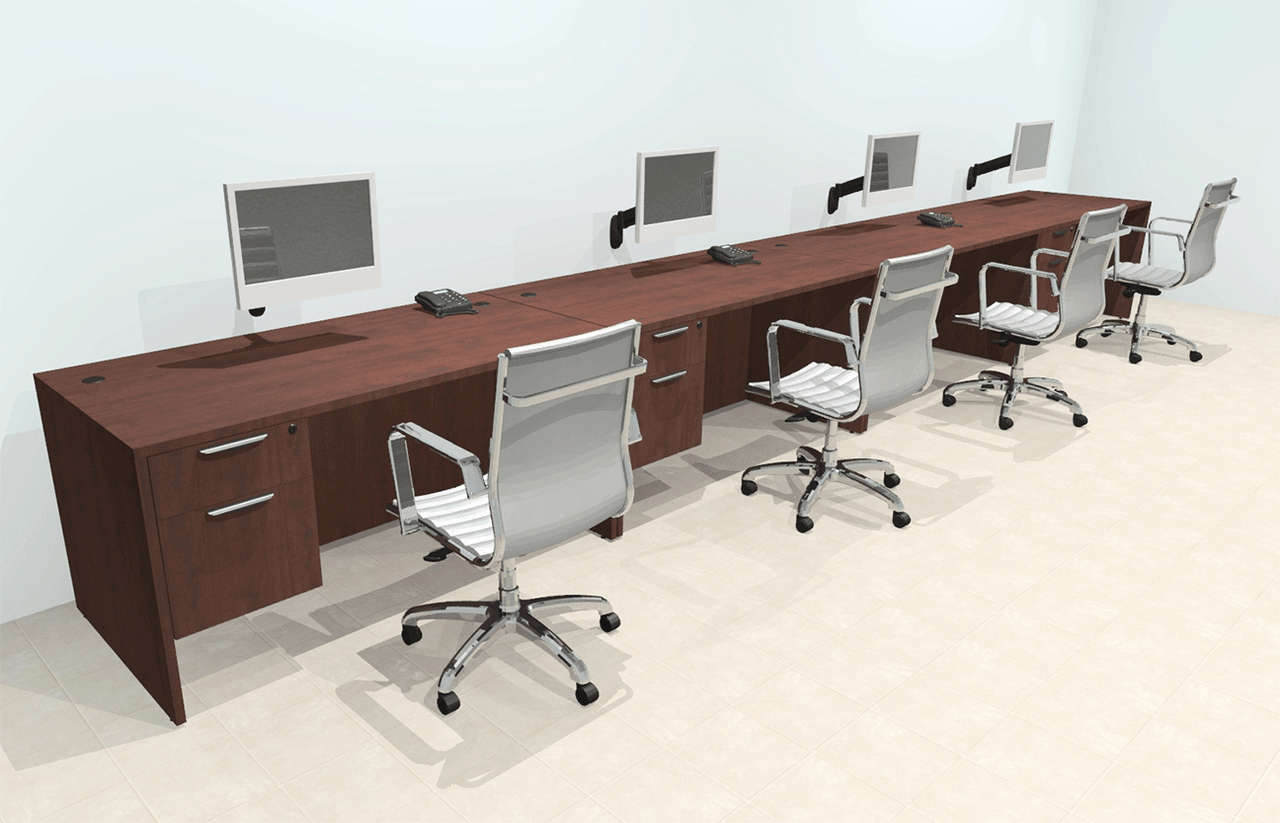 Four Person Modern Office Workstation Desk Set, #OT-SUL-SPN30