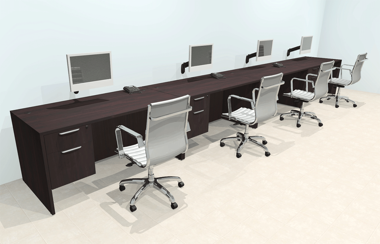 Four Person Modern Office Workstation Desk Set, #OT-SUL-SPN31