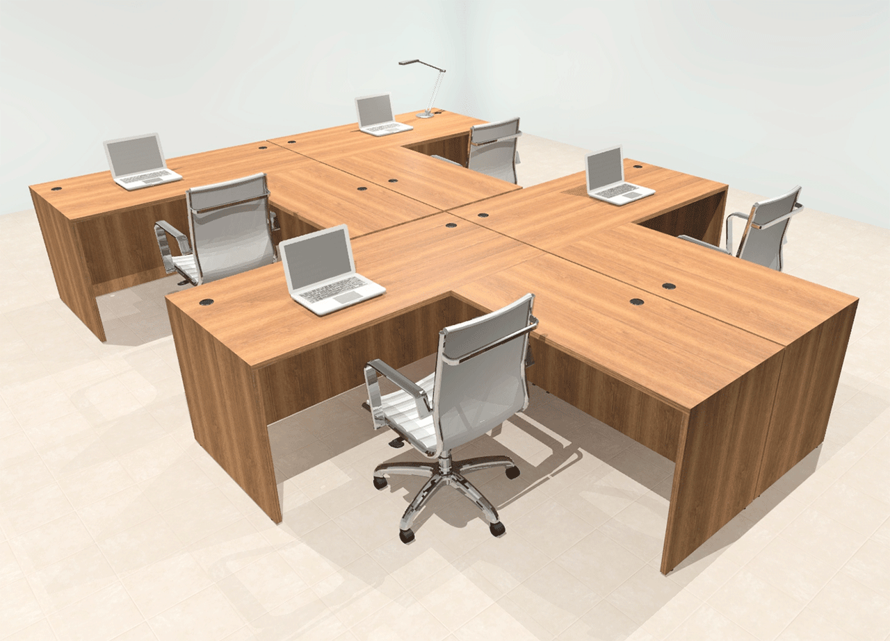 Four Person Modern Office Workstation Desk Set, #OT-SUL-SPN45