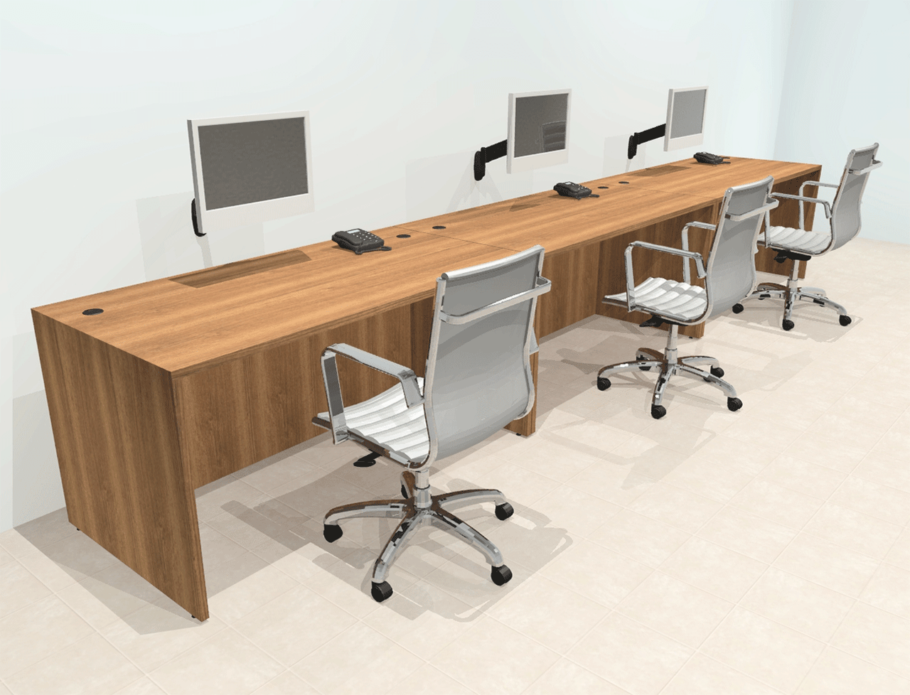 Three Person Modern Office Workstation Desk Set, #OT-SUL-SPN5