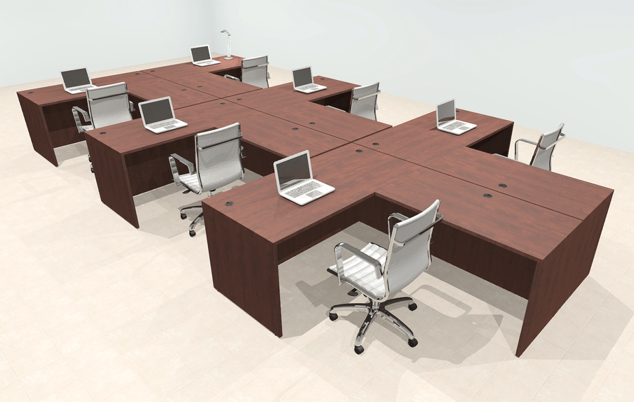Six Person Modern Office Workstation Desk Set, #OT-SUL-SPN50