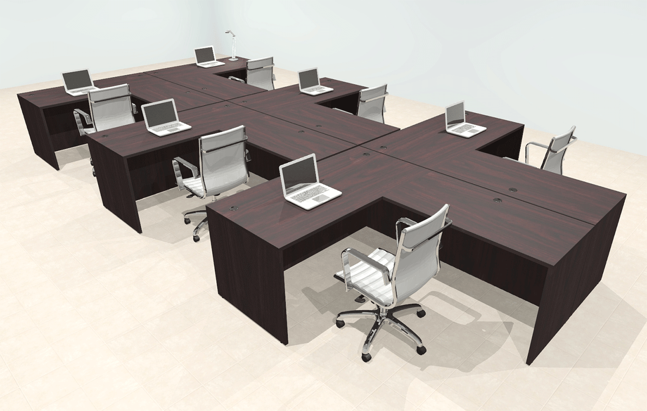 Six Person Modern Office Workstation Desk Set, #OT-SUL-SPN51