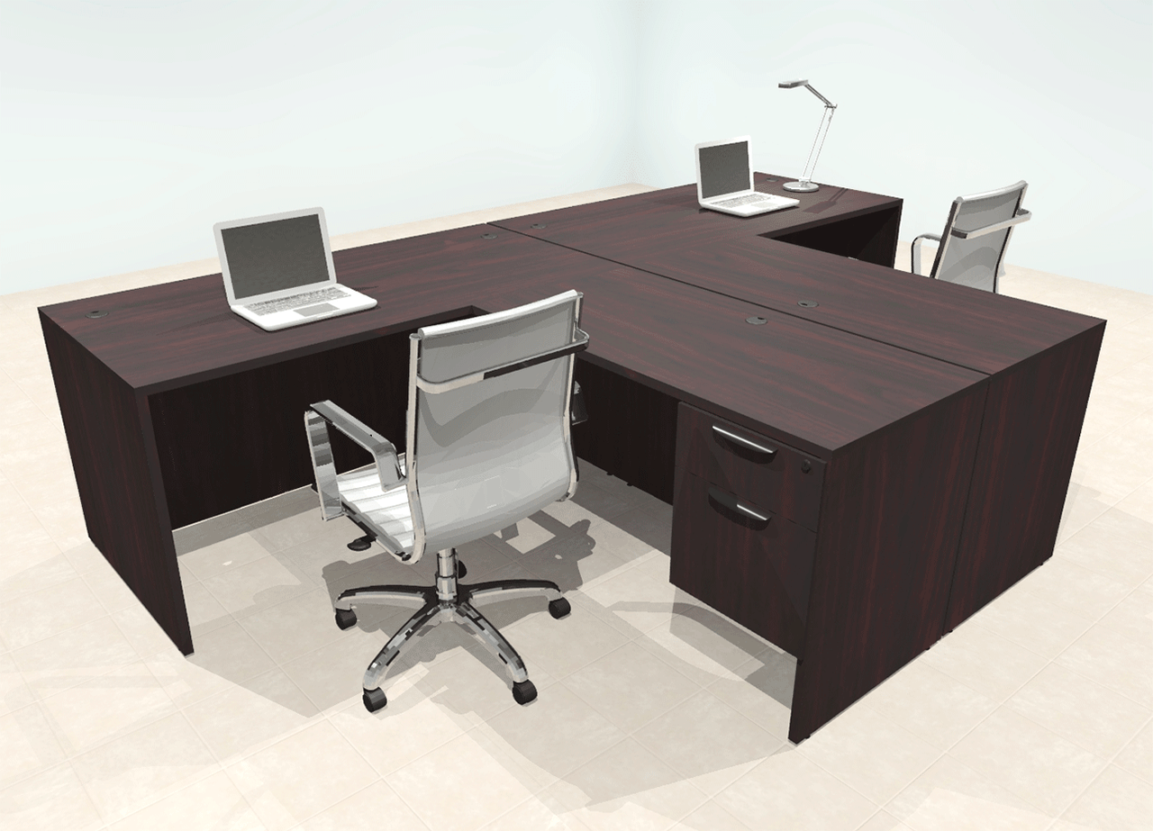 Two Person Modern Office Workstation Desk Set, #OT-SUL-SPN55