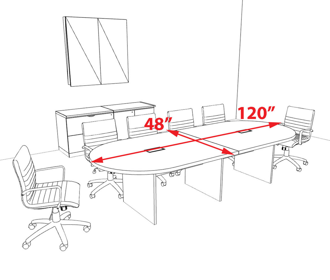 Modern Racetrack 10' Feet Conference Table, #OF-CON-CR1