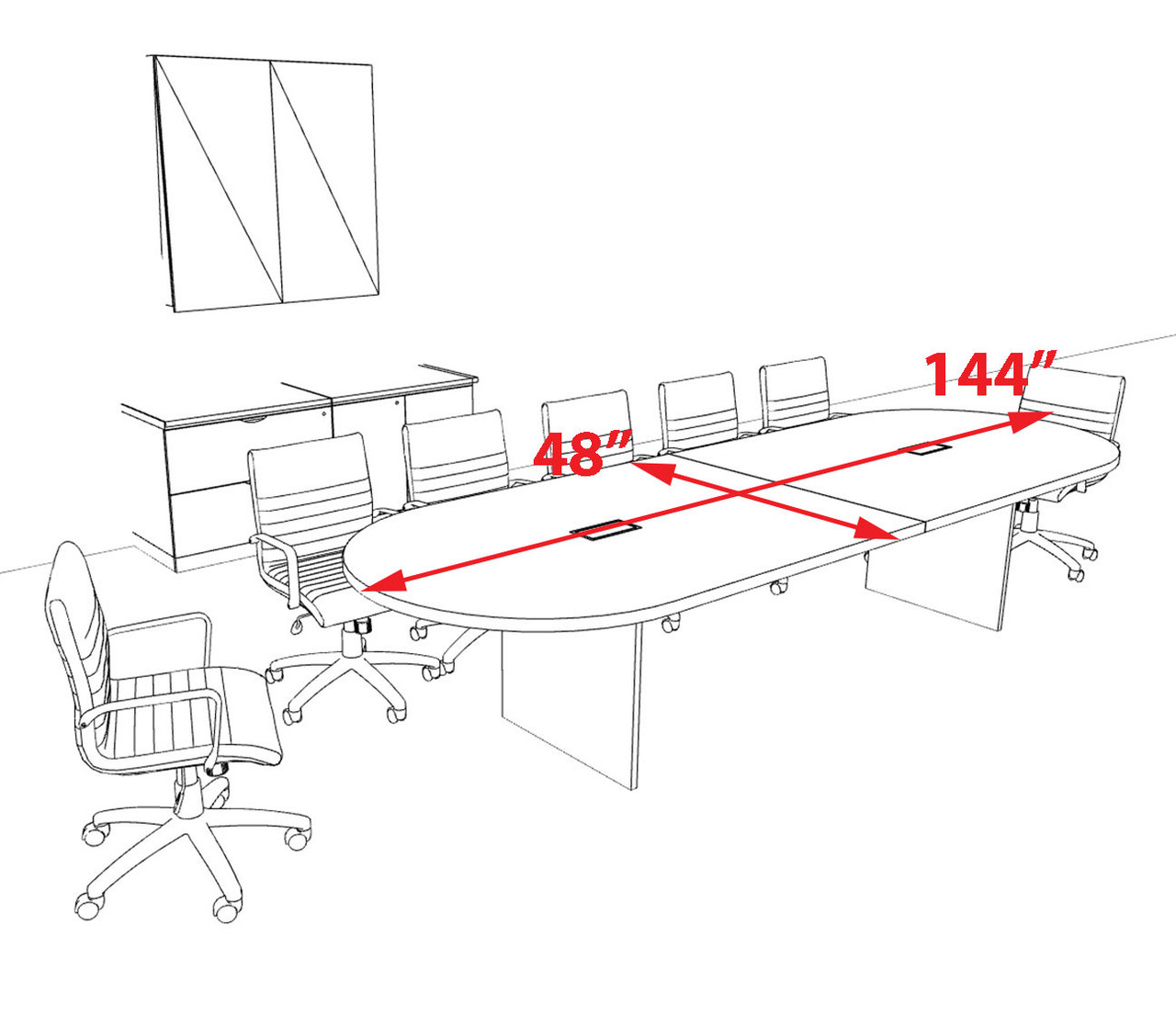 Modern Racetrack 12' Feet Conference Table, #OF-CON-CR15