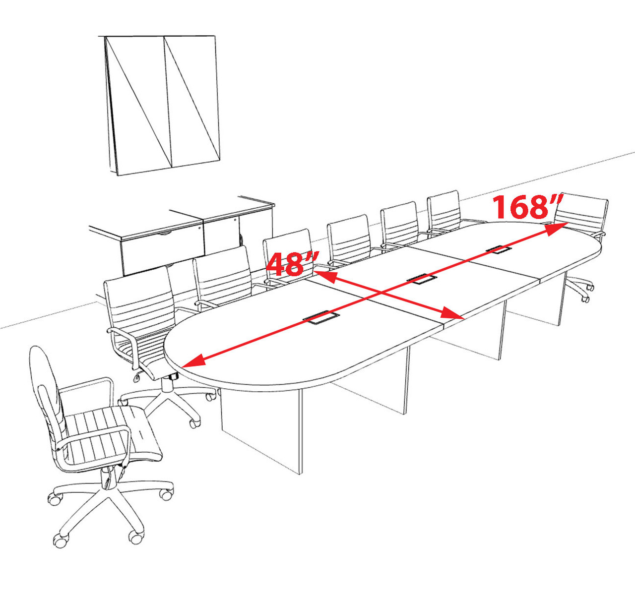 Modern Racetrack 14' Feet Conference Table, #OF-CON-CR19