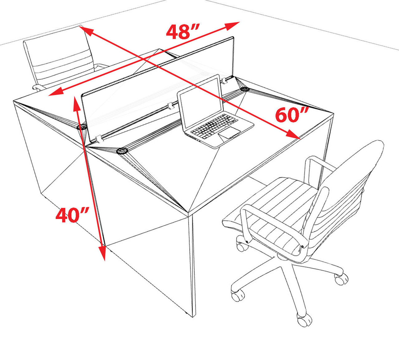 Two Person Modern Acrylic Divider Office Workstation Desk Set, #OT-SUS-FP1