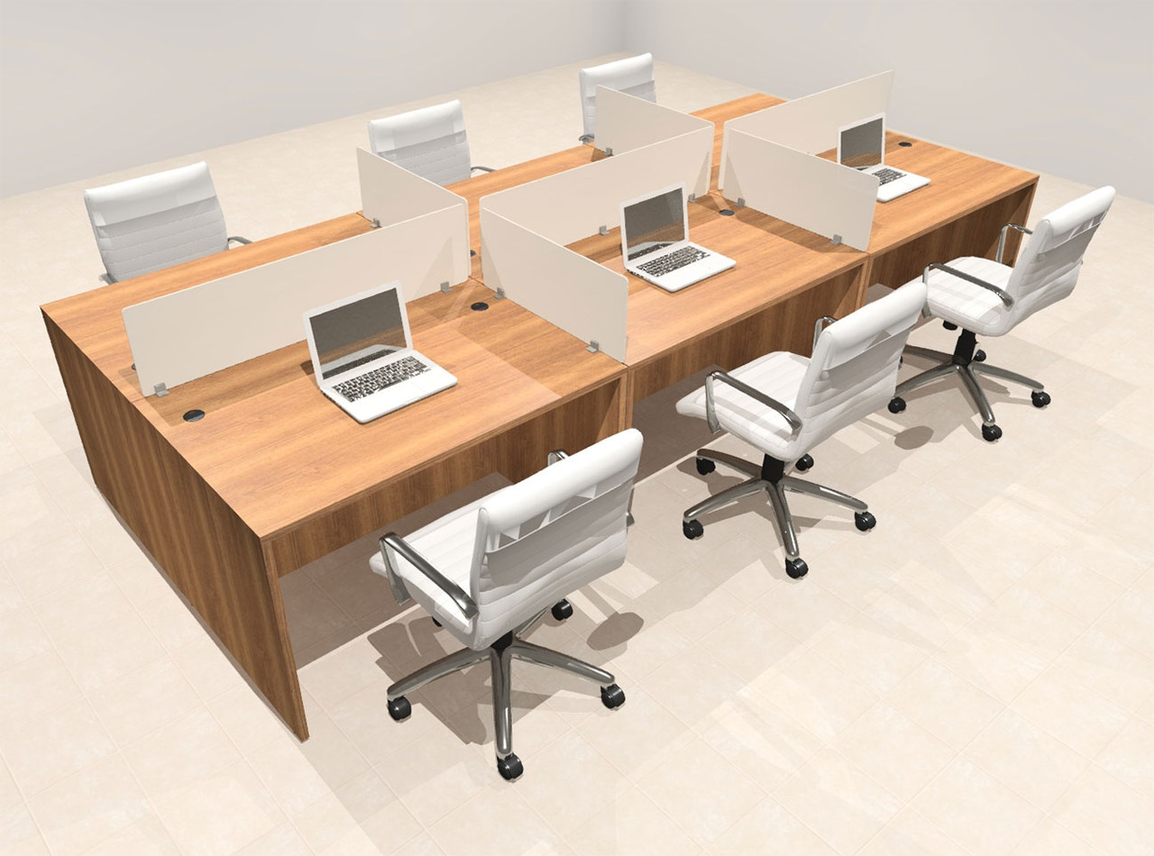 Six Person Modern Acrylic Divider Office Workstation Desk Set, #OT-SUS-FP11